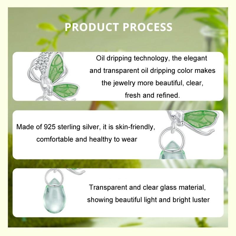 925 Sterling Silver Platinum Plated Butterfly Water Drop Diy Beads