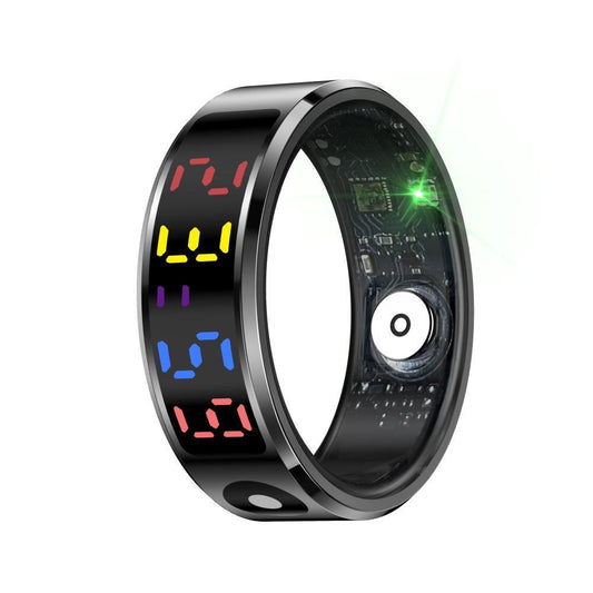 Smart Ring Heart Rate Blood Oxygen Sleep Sports Size 12 - Black