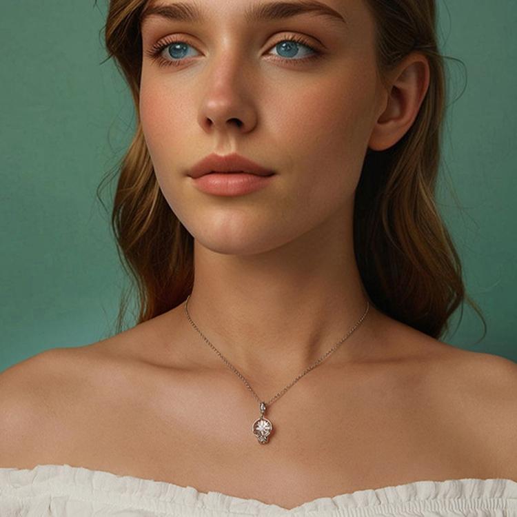 925 Sterling Silver Snowflake Crystal Ball Pendant