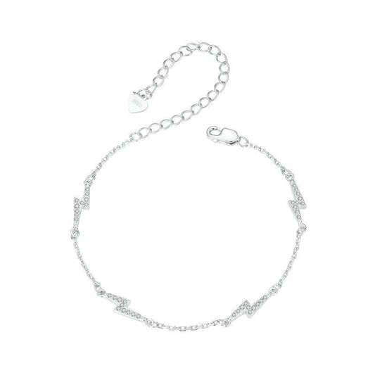 925 Sterling Silver Platinum Plated Lightning Bracelet In