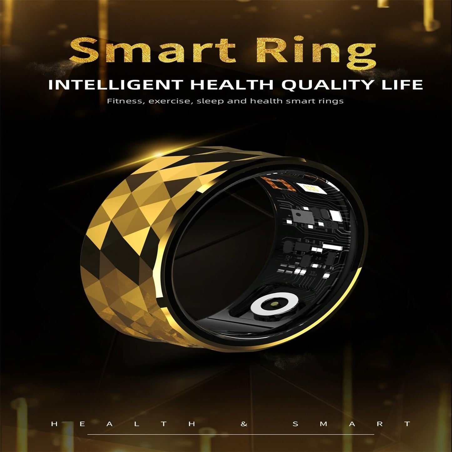 Smart Ring For Health Monitoring & Exercise - Size 22 - Black