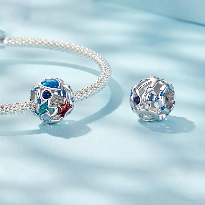 925 Sterling Silver Marine Shell Creature Hollow Diy Beads