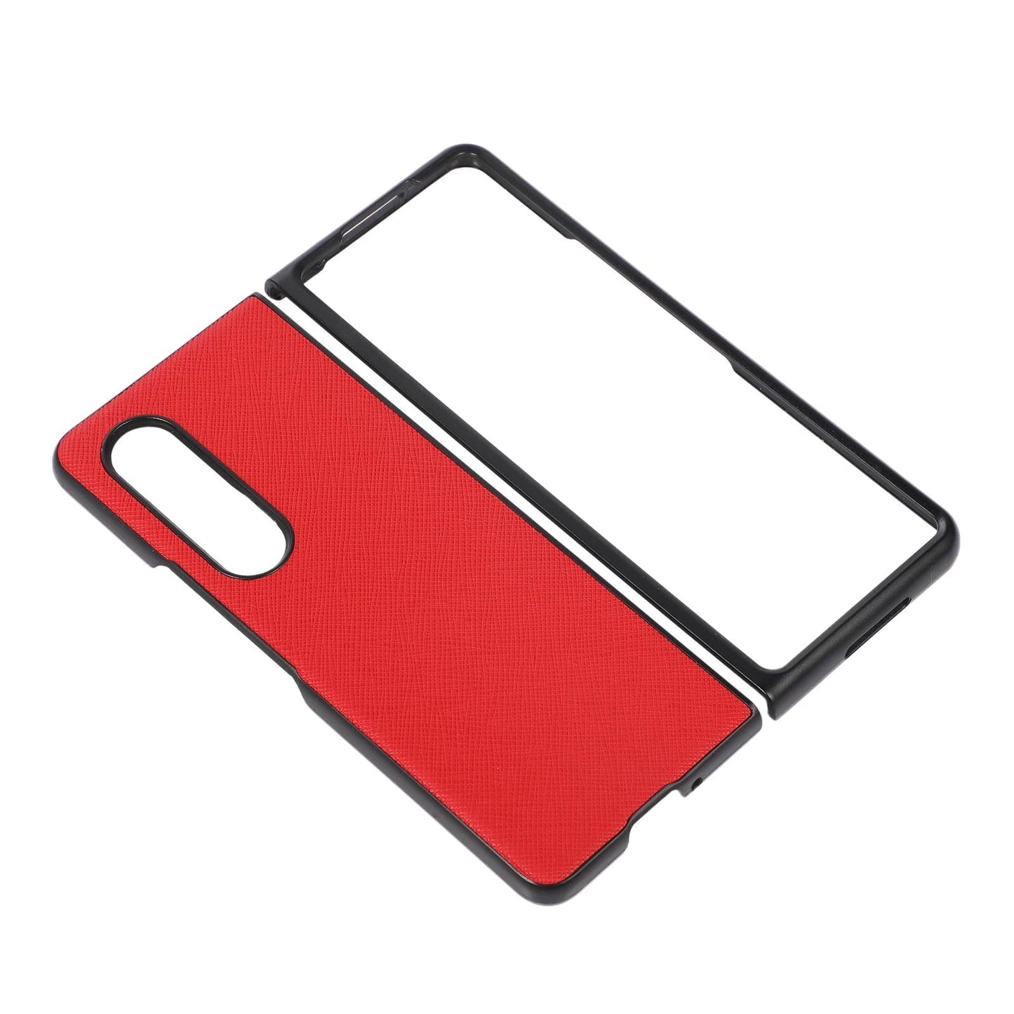 Fold 4 Cross Texture Pu Leather Case - Black