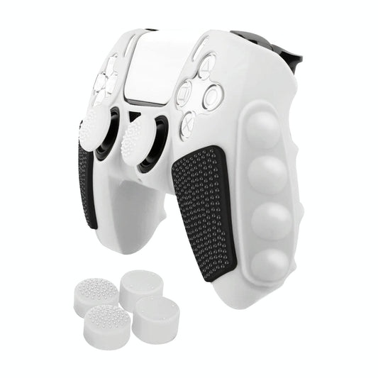 Silicone Gamepad Protective Case for Sony Ps5 with Splicing Design and Rocker Caps - Black White
