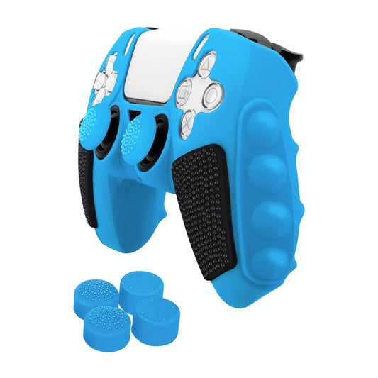 Silicone Gamepad Protective Case for Sony Ps5 with Splicing Design and Rocker Caps - Black White