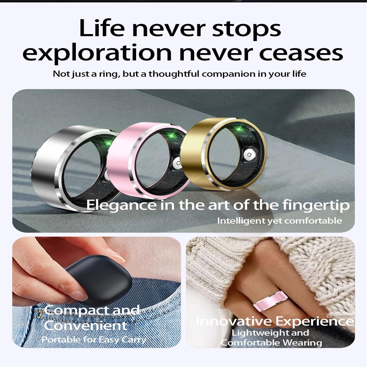 Smart Ring For Health Monitoring & Multiple Sports Modes - R5 Size 8 - Silver