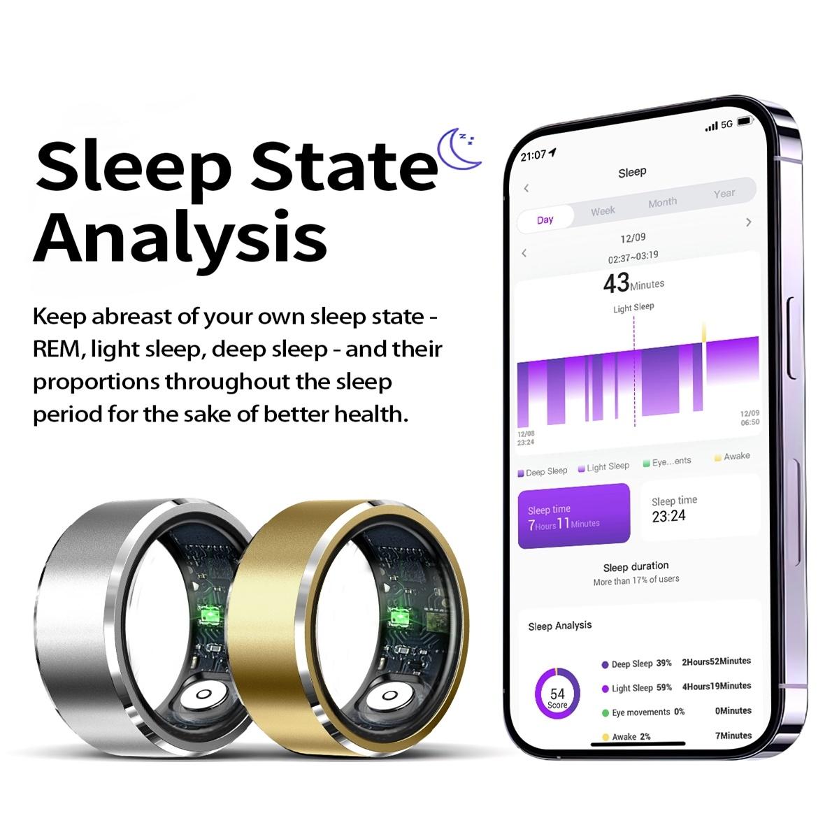 Smart Ring For Health Monitoring & Multiple Sports Modes - R5 Size 8 - Silver
