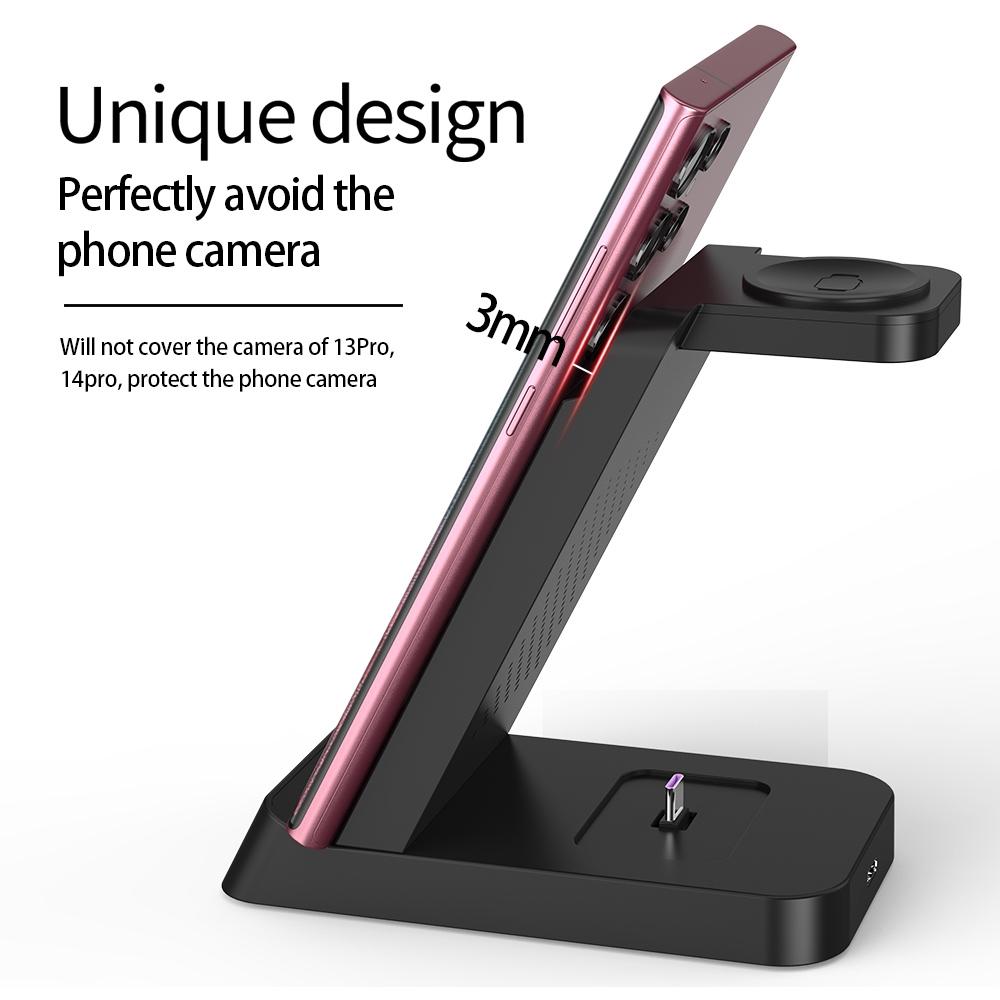 18W 3 In 1 Vertical Charging Stand For Samsung Watch And Galaxy Buds - White