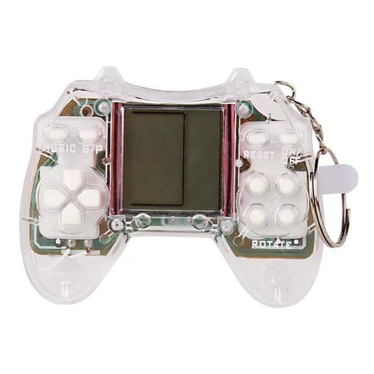 Portable Tetris Game Console Keychain - Nostalgic Puzzle Toy - White