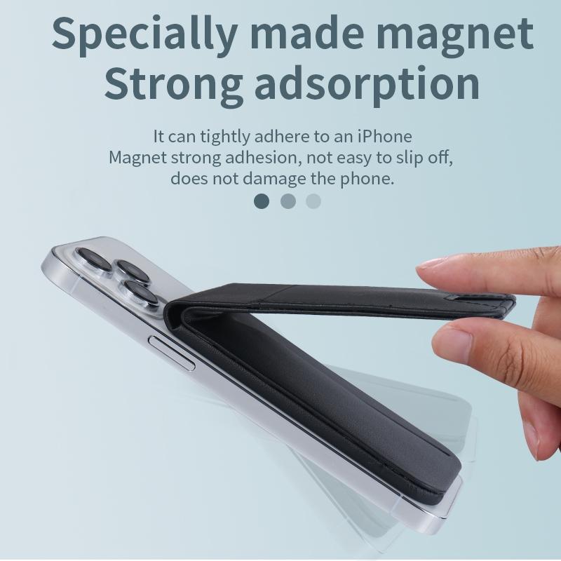 3 In 1 Magnetic Wireless Charger With Card Holder And Phone Bracket - Black