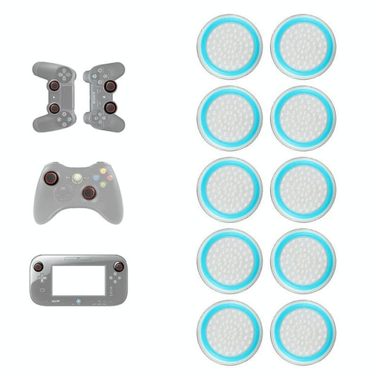 10-piece Luminous Gamepad Button Caps for Ps5 / Ps4 / Ps3 / Xbox one / 360 / Pro / Series x / s - Transparent Blue Circle