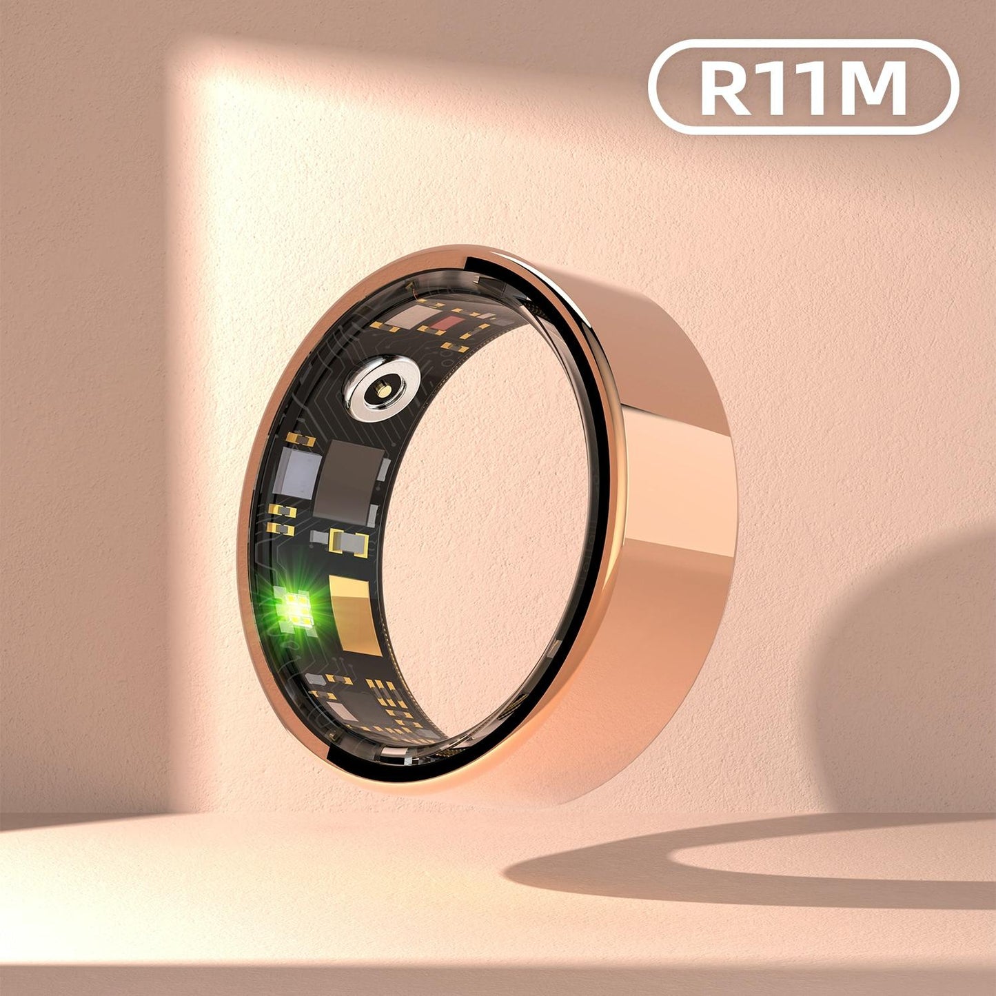 Smart Ring With Heart Rate Blood Oxygen Sleep & Sports Modes - Size 8 - Black