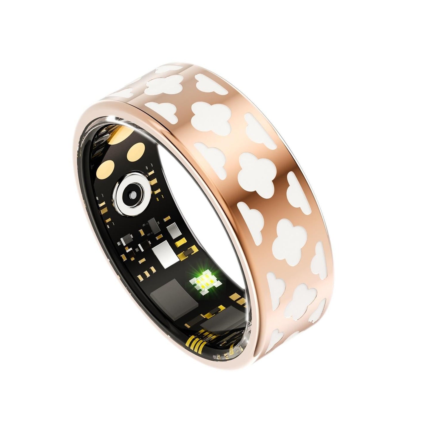 Smart Ring With Heart Rate Blood Oxygen Sleep Monitoring - Rose Gold Size 8