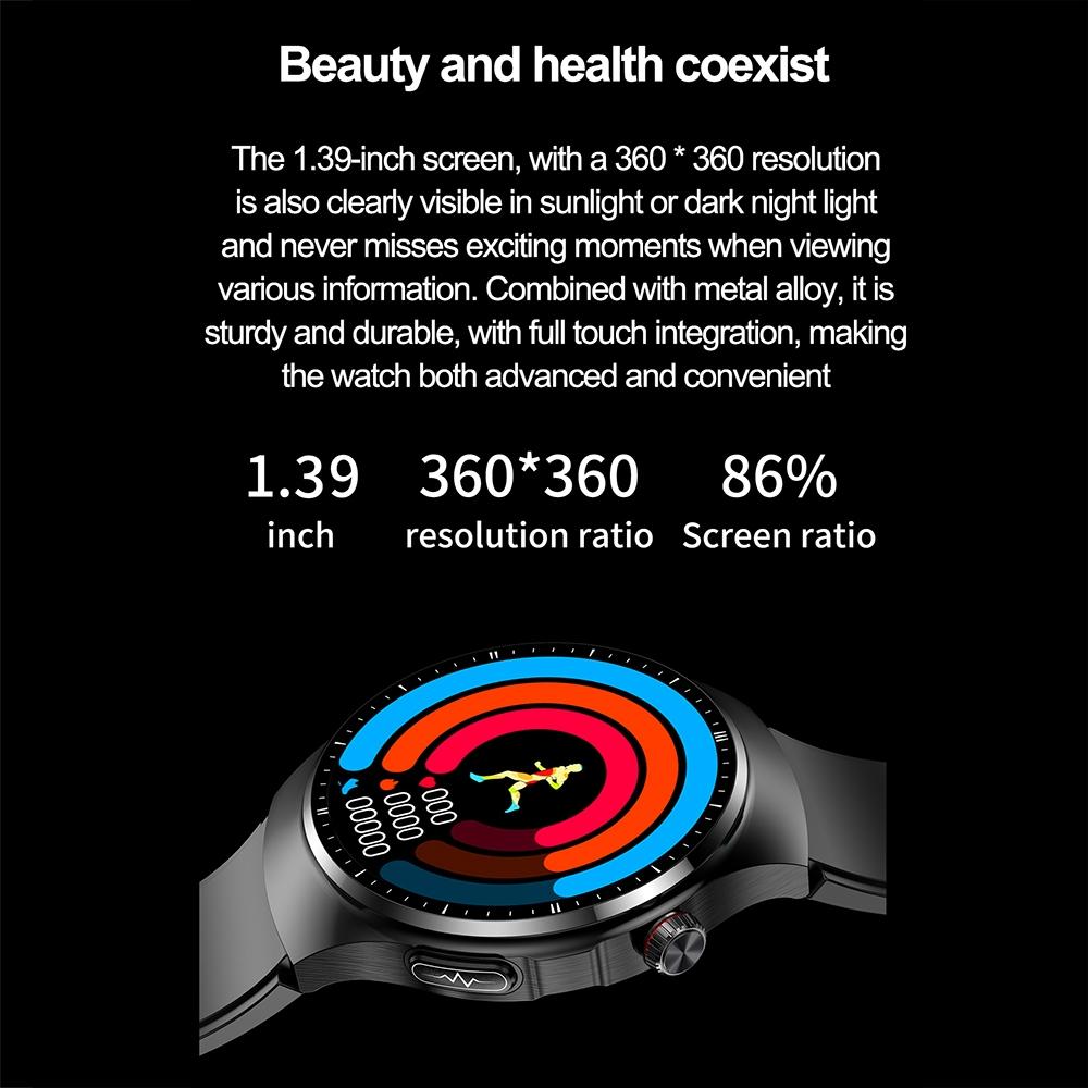 1.39 Inch Ip67 Waterproof Sports Health Monitoring Smart Bluetooth Calling Watch - Black Silicone