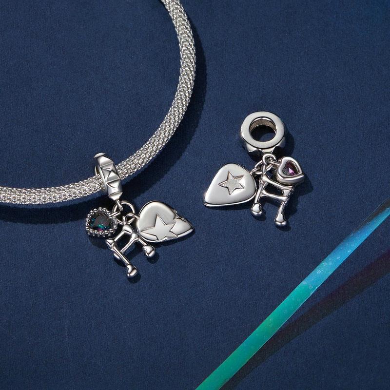 925 Sterling Silver Platinum Note Beaded Pendant