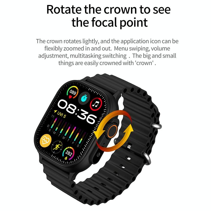 2.01 Inch Bluetooth Call Smart Watch Support Heart Rate / Blood Oxygen - Black