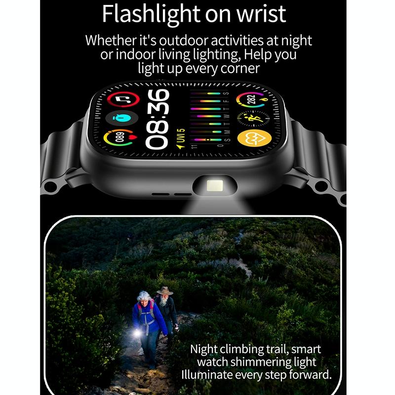 2.01 Inch Bluetooth Call Smart Watch Support Heart Rate / Blood Oxygen - Black