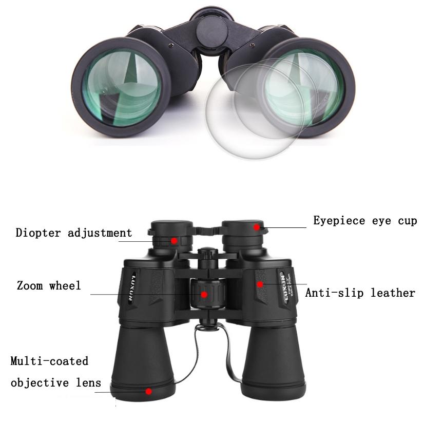 High Power Outdoor Binoculars for Low Light Night Vision - 20x50 - Black