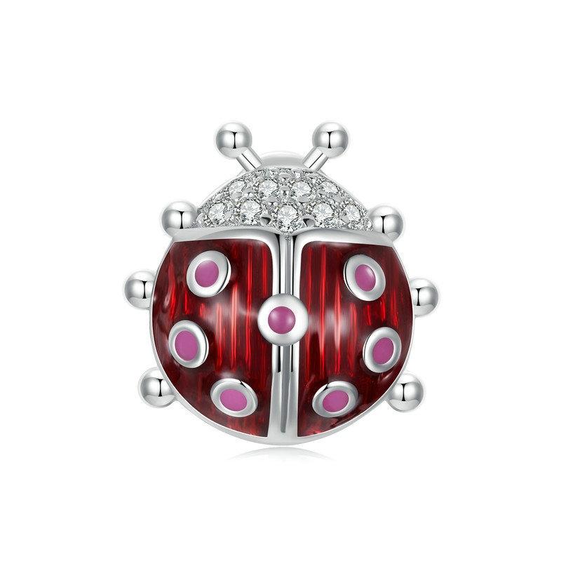 925 Sterling Silver Zircon Luminous Ladybug Beads