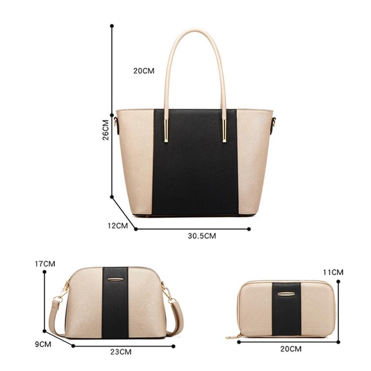 Stylish 4-in-1 Diagonal Handbag with Large Capacity - Black Gold