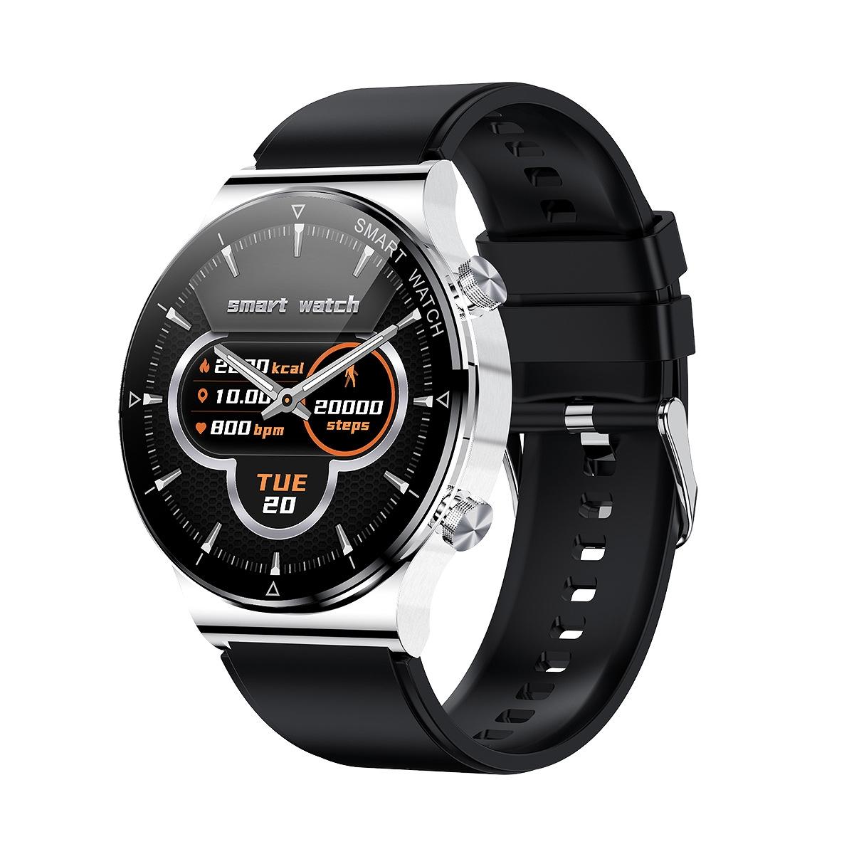 1.32 Inch Heart Rate Sleep Monitoring Smart Watch - Black Silicone