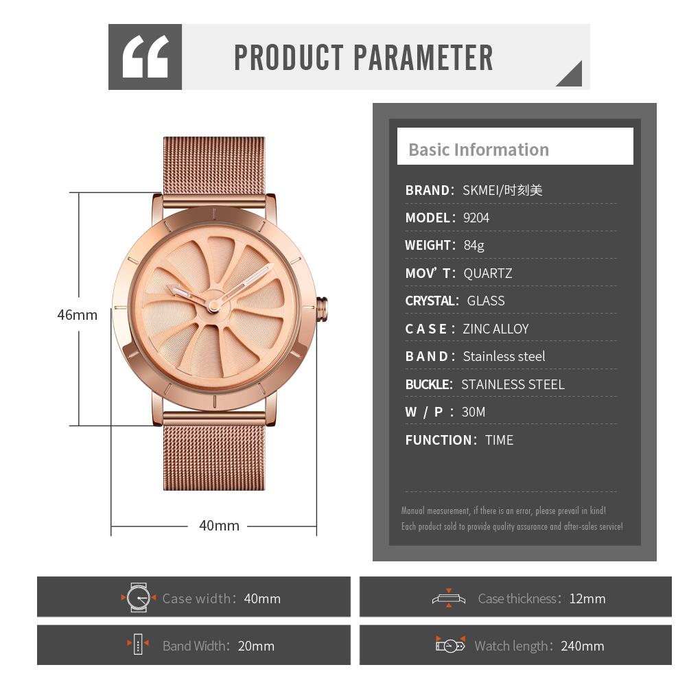 Stylish Skeleton Dial Waterproof Men Watch with Mesh Strap - Rose Gold