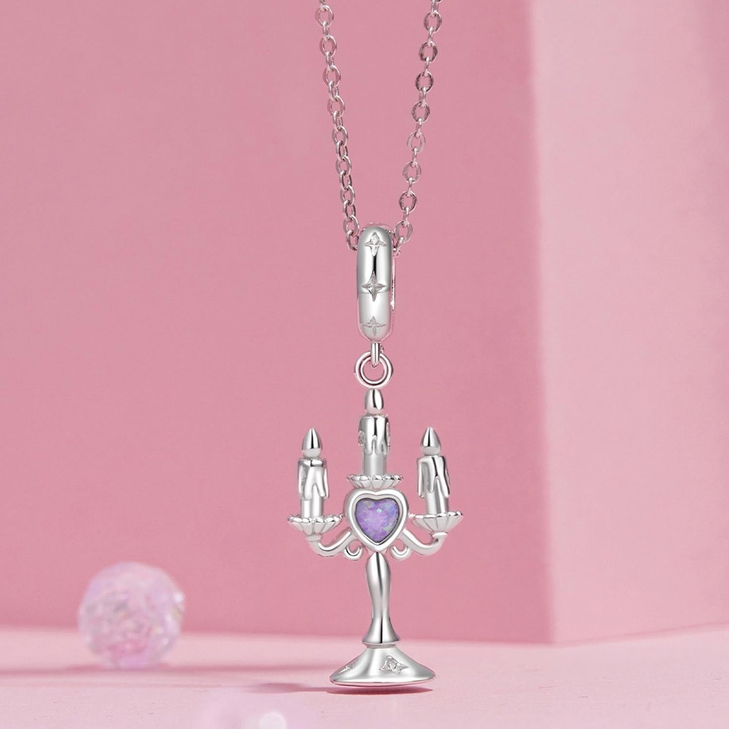 925 Sterling Silver Retro Pattern Candlestick Pendant In