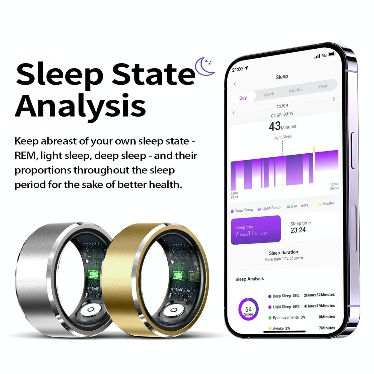 Smart Ring For Health Monitoring & Multiple Sports Modes - Size 10 - Silver