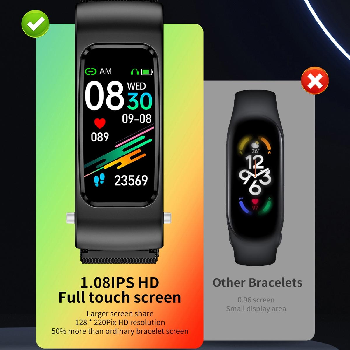 1.08 Inch Waterproof Smart Watch With Bluetooth Call - Black