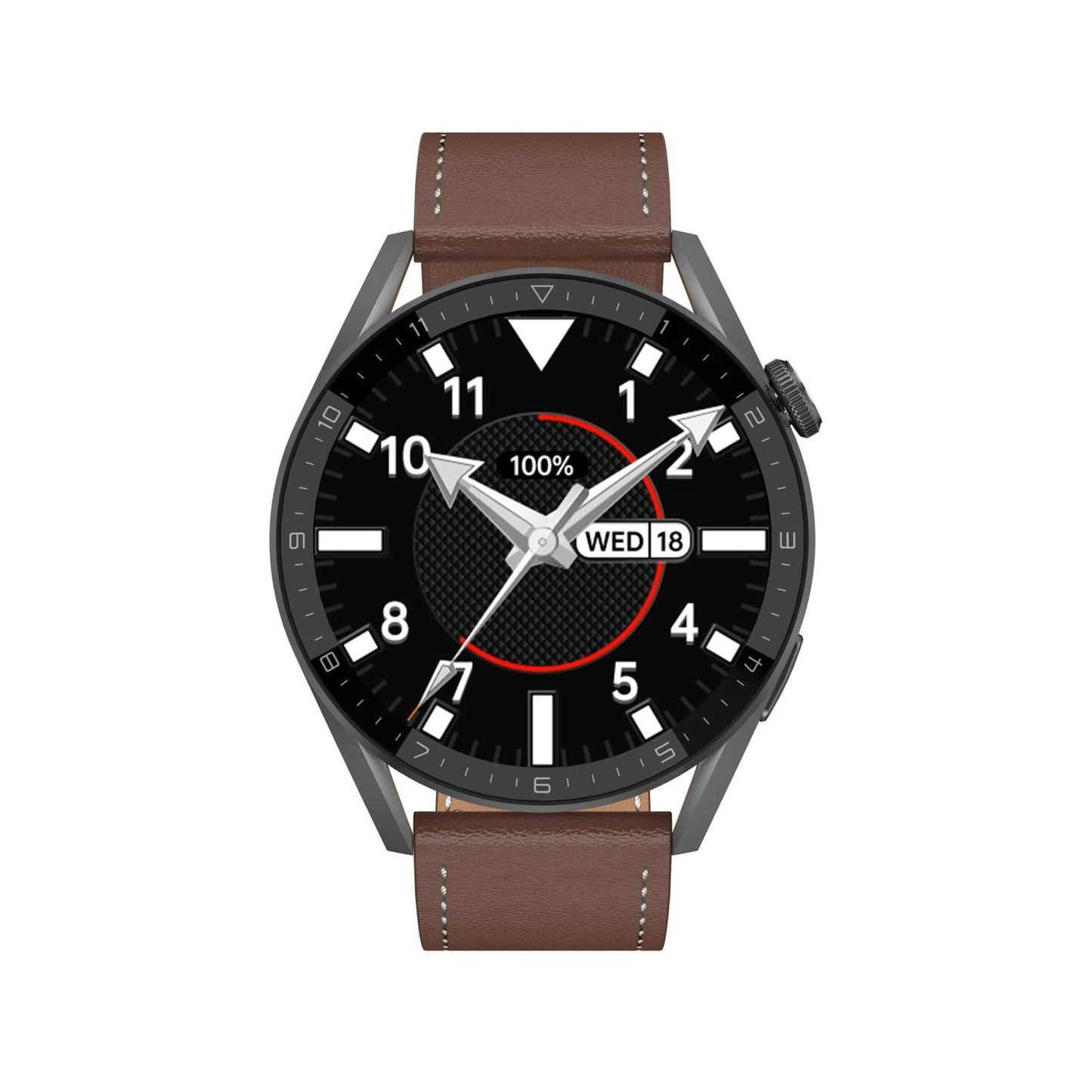 Smart Leather Watch With Colour Screen - Black