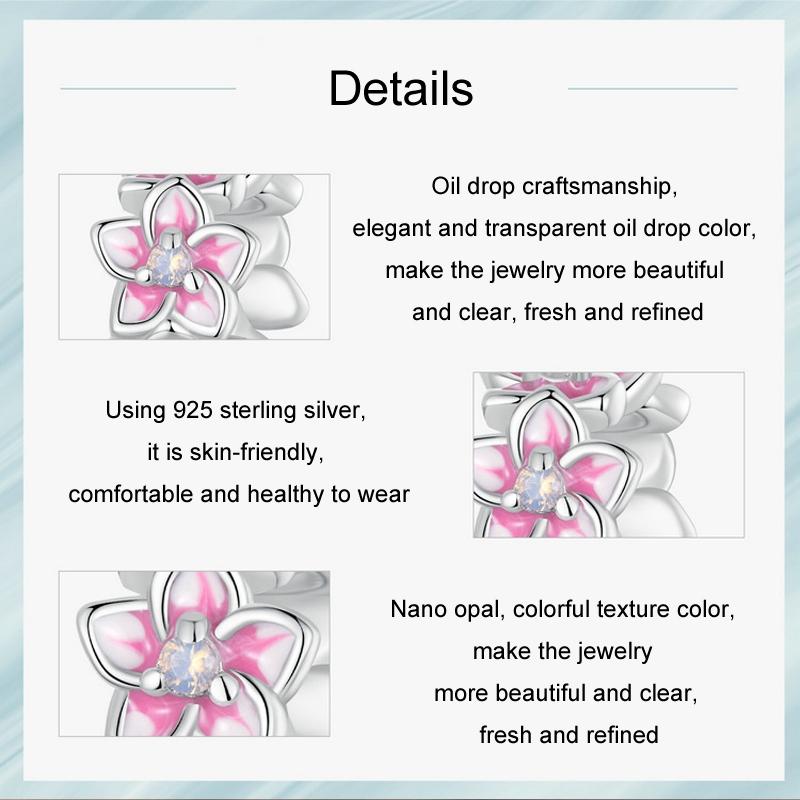 925 Sterling Silver Gradient Cherry Blossom Spacer Beads