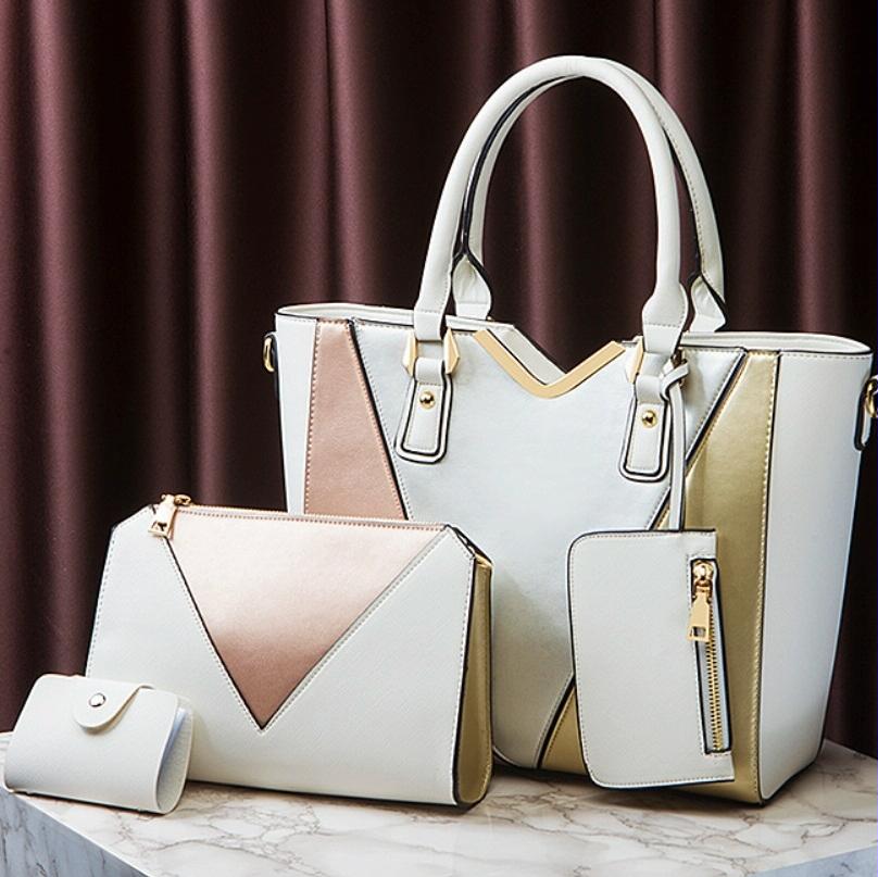 Versatile 4-in-1 Ladies Handbag with Large Capacity - White