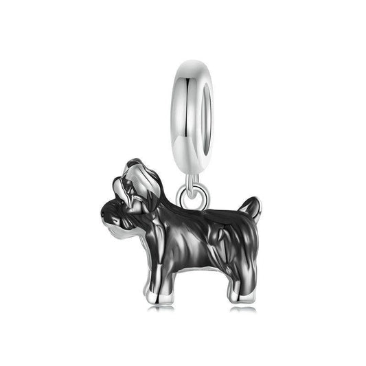 925 Sterling Silver Schnauzer Bracelet With Gold Beads