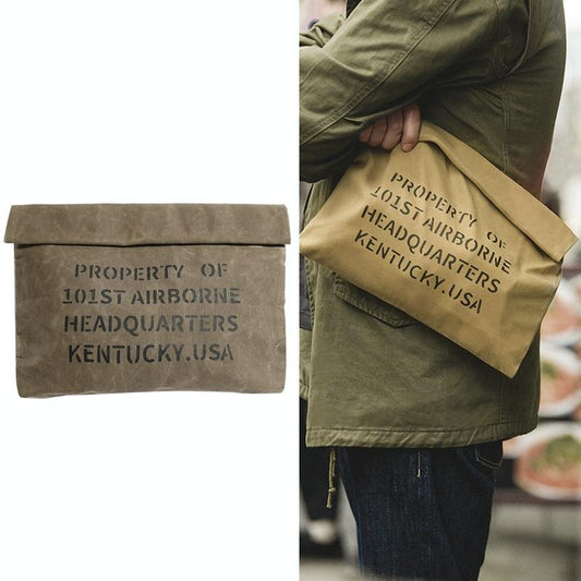 Vintage Canvas Handbag for Documents and Files - Coffee