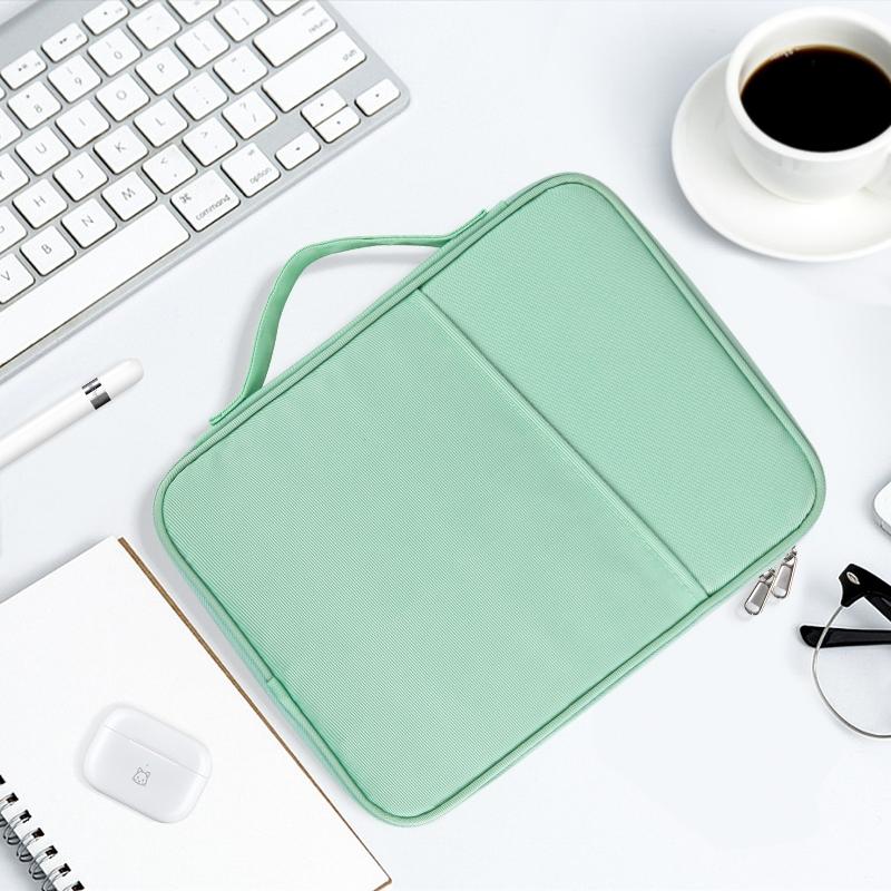 Leather Portable Bag with Cloth Texture - Blue
