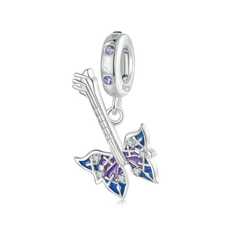 925 Sterling Silver Platinum Plated Butterfly Bass Pendant