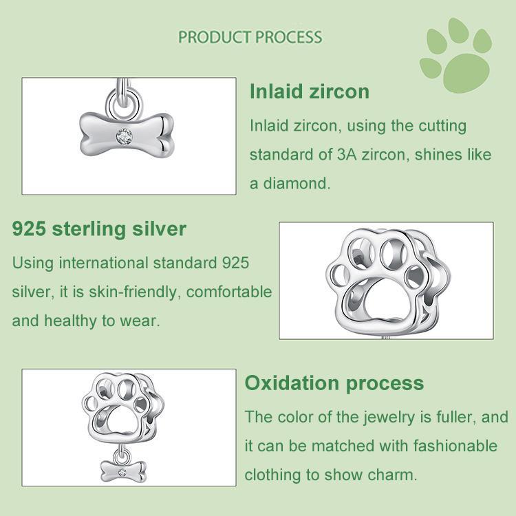 925 Sterling Silver Oxidized Paw Print Bracelet