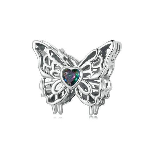 925 Sterling Silver Oxidized Butterfly Hollow Diy Beads