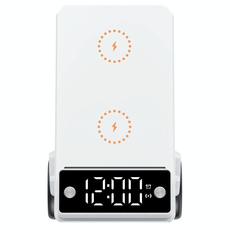 6 In 1 Car Shape Speaker With Clock & Wireless Charger - Grey