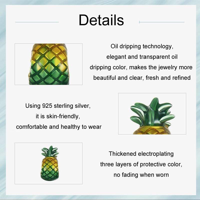 925 Sterling Silver Gradient Pineapple Diy Beads