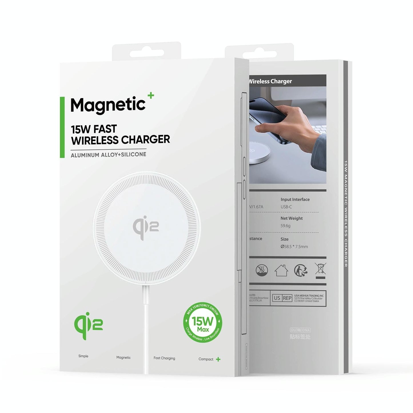 15W Magnetic Suction Wireless Charger White