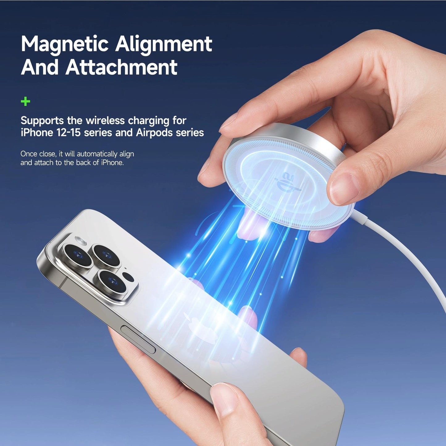 15W Magnetic Suction Wireless Charger White