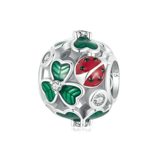 925 Sterling Silver Ladybug Clover Diy Beads