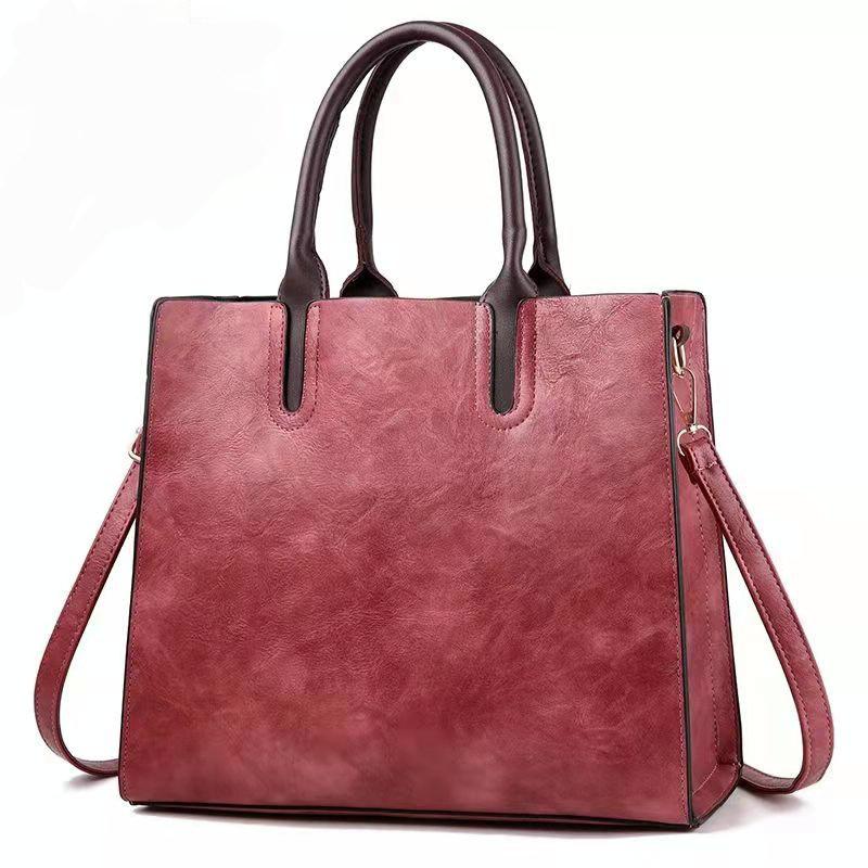 Retro Square Handbag for Commuting - Vintage Style - Red