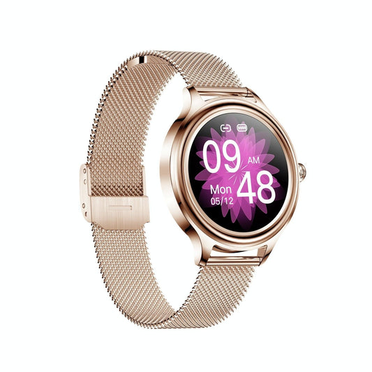 1.09 Inch Hd Colour Screen Bluetooth 5.0 Ip68 Waterproof Smart Watch Sleep & Heart Rate Monitor Blood Oxygen Tracking Steel Strap - Rose Gold