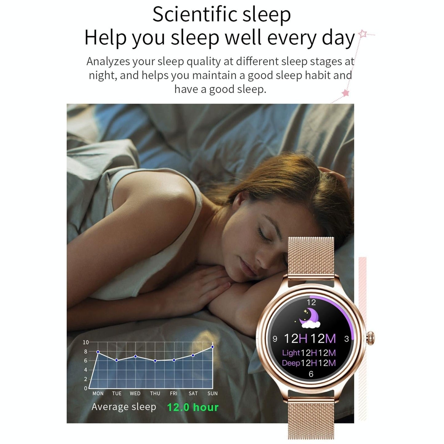 1.09 Inch Hd Colour Screen Bluetooth 5.0 Ip68 Waterproof Smart Watch Sleep & Heart Rate Monitor Blood Oxygen Tracking Steel Strap - Rose Gold