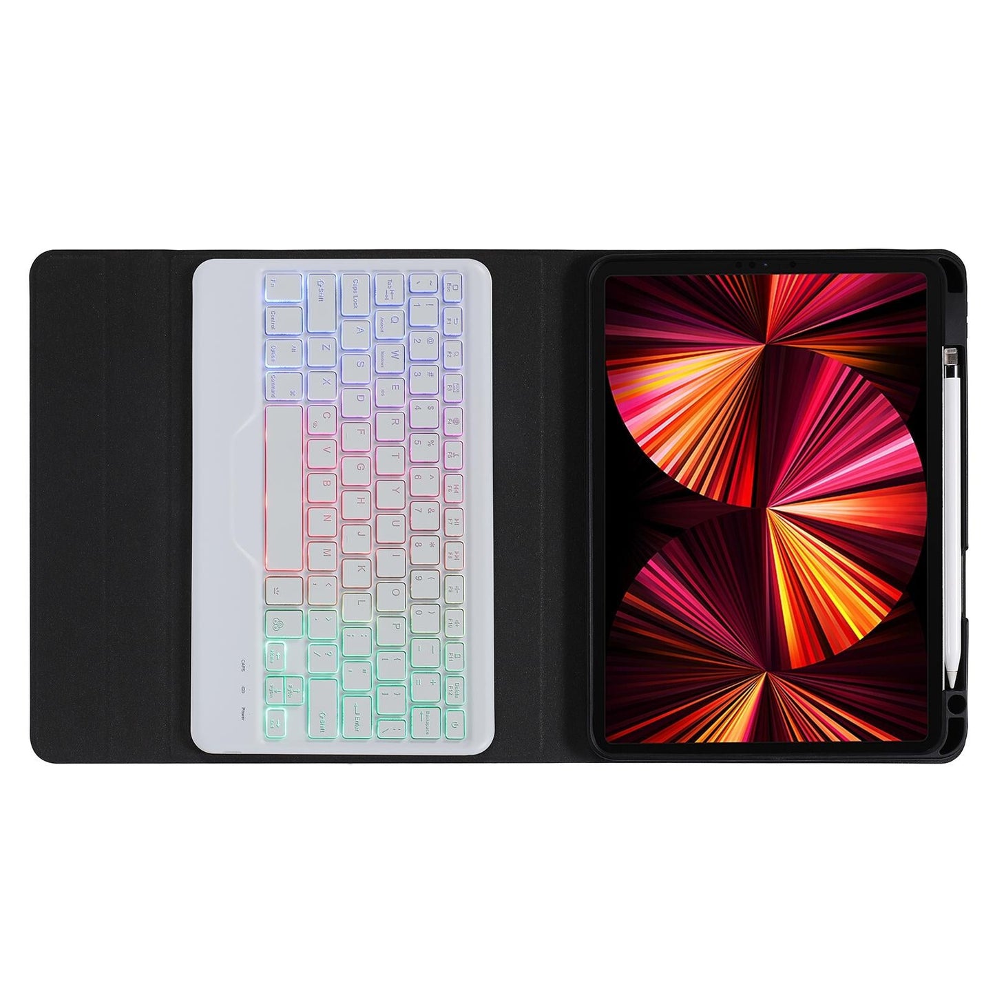 10.2 / 10.5 Inch Bluetooth Keyboard Tablet Case With Triangle Holder & Pen Slot - Black Diamond Pattern