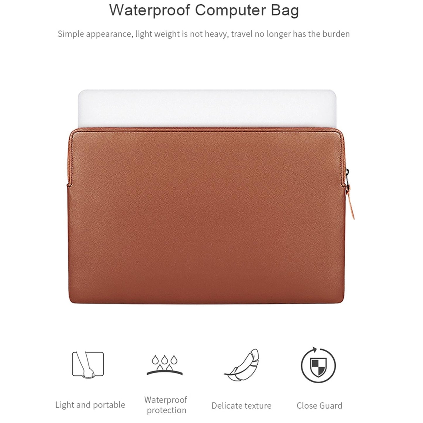 14.1-15.4 Inch Thin and Light Laptop Liner Bag with Pu Material - Cowhide Yellow