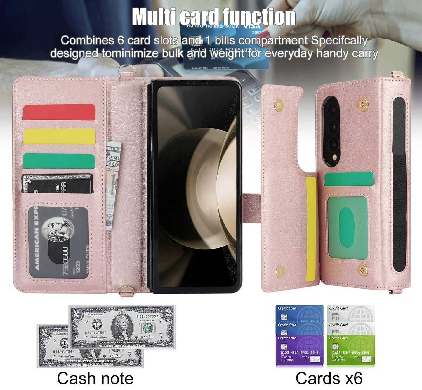 For Samsung Galaxy z Fold4 5G Multifunctional Rhombic Leather Crossbody Phone Case - White