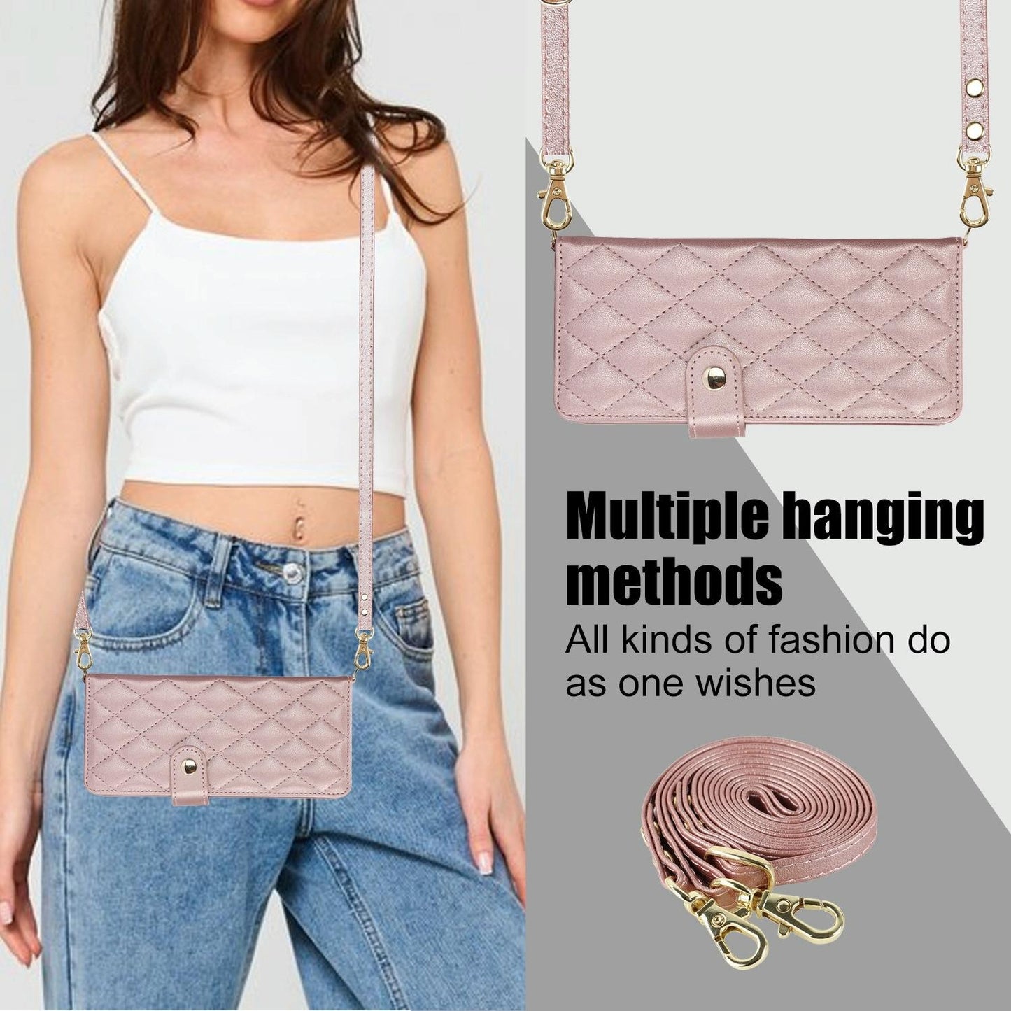 For Samsung Galaxy z Fold4 5G Multifunctional Rhombic Leather Crossbody Phone Case - White